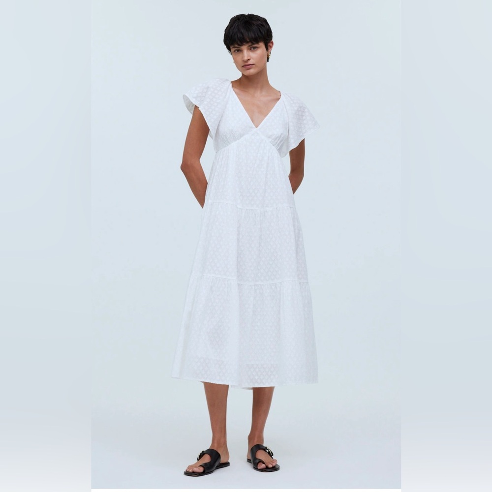 NWT — Madewell Tie-Back Flutter-Sleeve Tiered Midi Dress — Size 4
